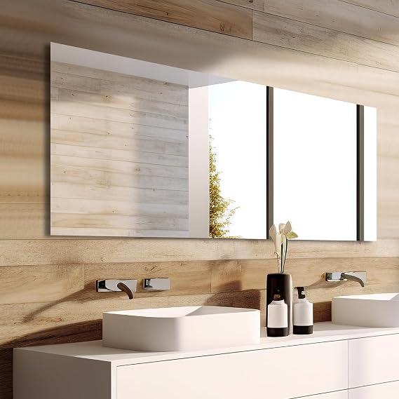 Mirrorons Bathroom Vanity Mirror 60"x28" Frameless Wall Mirror Shatterproof