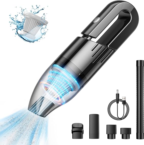 Handheld Vacuum Cleaner Cordless - Mini Car Vacuum Cleaner Rechargeable for Car, Home, Office, Pet Hair Travel Cleaning (Black)