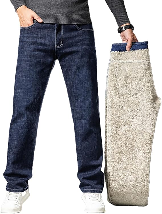Kolongvangie Men's Jeans Pants Washed Straight Fit Work Casual Daily Jeans with Pockets Sizes 28-46