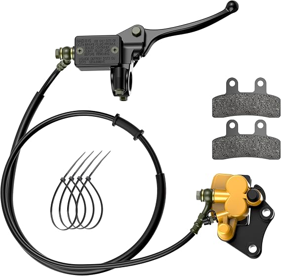 Front Disc Brake Caliper Master Cylinder for 50cc-125cc Dirt Pit Bike | Front brake assembly fits 50cc 70cc 90cc 110cc 125cc pit bikes. Complete set, simple installation to replace worn brake parts