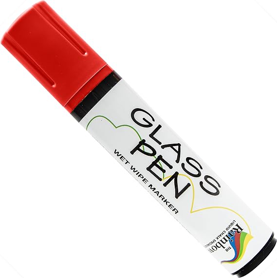 Glass Pen Window Marker: Liquid Chalk Pens for Glass (Red, Jumbo Tip) | Graduation, Car Windows, Mirror Pen, Storefront, Wedding, Parade, Party & Holiday - Whiteboard Markers with Washable Paint