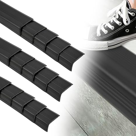 15PCS Stair Edge Protector, 36" x 2" x 1" Anti-Slip Corner Trim Strips, Waterproof Self-Adhesive Stair Tread Nose Molding (Black)