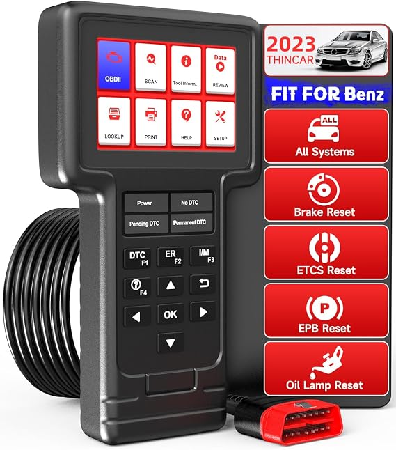 ThinkScan Mercedes OBD2 Scanner All System Diagnostic Tool Professional Auto Scan Tool Multilingual Car Automotive Code Reader ECU Oil SAS DPF EPB ETS Reset for Benz, Lifetime Free Update