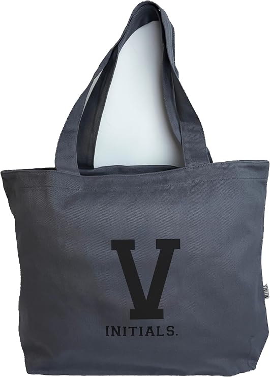 INITIALS Gri Harfli Tote Bag