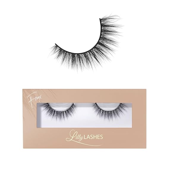 Lilly Lashes Everyday Bare it All Natural Lashes, Faux Mink Natural Eyelashes, False Eyelashes Everyday Use, Cat Eye Lashes, Individual Lashes Reusable up to 20x, No Lash Glue Included (13mm)