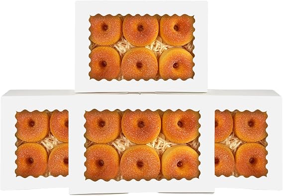 Gcardist White 22.9x15.2x6.4cm 15Pcs Cookie Box with Window Pastry Macaron Bakery Box for Packaging (9x6x2.5 inch)