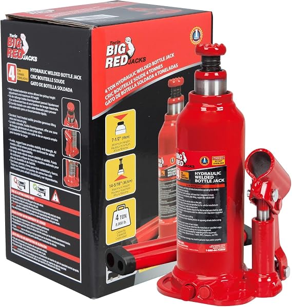 BIG RED 4 Ton (8,000 LBs) Capacity Hydraulic Welded Bottle Jack, TAM90403B