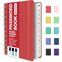Forvencer Passwortbuch mit individuellen alphabetischen Registerkarten 102 x 14 cm kleines Passwort-Notizbuch Spiral-Passworthalter Internetadress- und Passwort-Manager Passwort-Logbuch für Home