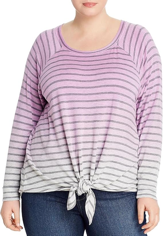 CUPIO Womens Top Purple Stretch Long Sleeve Scoop Neck Plus 2X