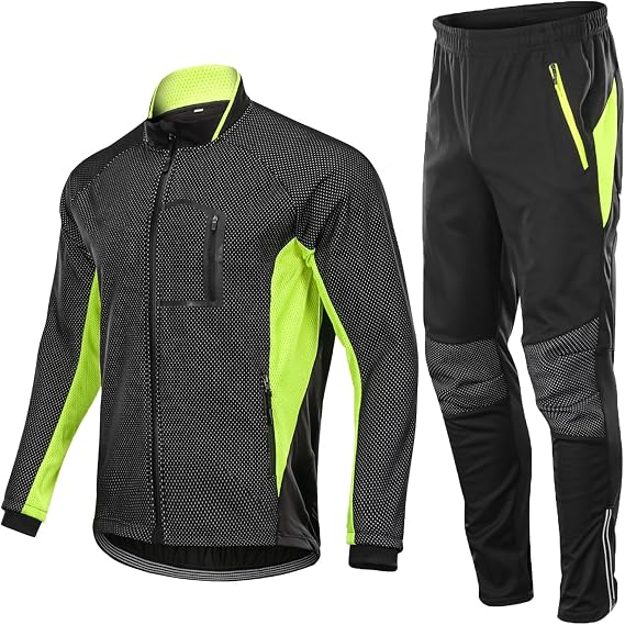 Motorcycle Jacket And Trousers Set, Waterproof Motocross Riding Jacket Windproof Touring Suits, Autumn Winter for Men and Women Racers Motorbike Clothing (Green,L)