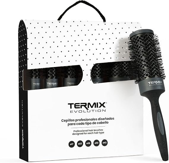 Pack Termix Evolution Plus - Hairbrushes for thick hair with Ionized bristles for thick and difficult to manage hair- It includes 5 diametres Ø 17, 23, 28, 32 y 43 mm