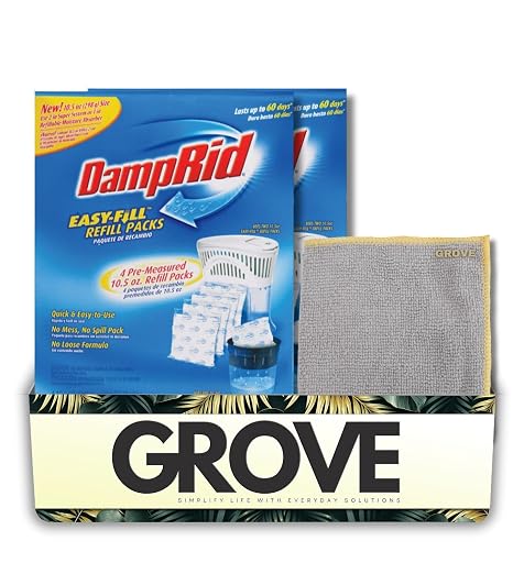 DampRid Easy Fill Moisture Absorber Refill No Scent 42 oz 2x Bundle with Microfiber Towel Humidity Absorber for Storage, Closets & Bathrooms Gift Set 3 Items