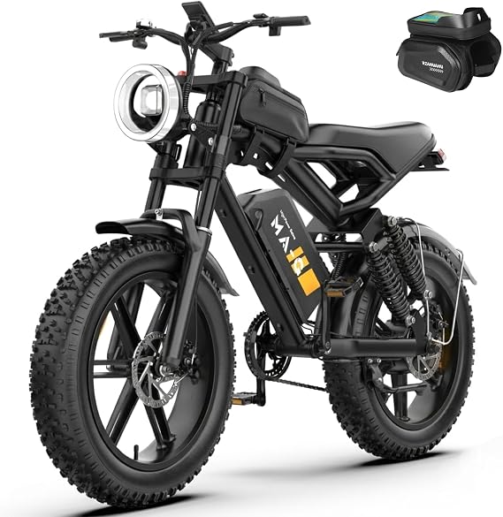 GLOBALKEEP MA-G 1500W Peak Integrated Wheels Fat Tire Electric Bike | UL2849 Certified Battery, Advanced Suspension, 20" x 4.0" All-Terrain, Class 2 Ebike