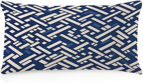 Rustic Body Pillow Case Cover with Zipper 12x20in Navy Lacefield Trellis Print Blue Decorations Body Pillow Protector Geometric Boho Ethnic Throw Pillow Case for Porch Bedroom Hotel