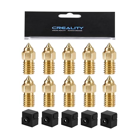 Ender 3 V3 SE Nozzle Kit for Creality 3D Printer | 10Pcs 0.4mm Brass Nozzles, 5Pcs Silicone Socks, High-Speed Brass Nozzles M6 Hotend Extruder Nozzle