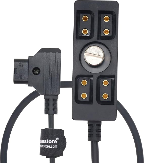 Multicolor D-tap to 4 Port P-tap D tap Splitter Cable 1/4" Screw for Photography Power, Ptap Dtap Fourway Splitter Receptacle