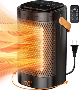 Space Heater Indoor 1500W Portable - Electric Heaters for Indoor Use with Thermostat 12H Timer, 70 Oscillation, Overheat Protection PTC Fast Heating for Office Bedroom Home XY-620S