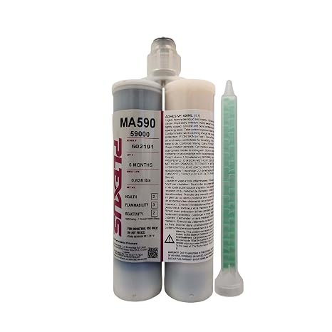 Plexus MA590 Structural Methacrylate Adhesive, Black, 400ml, 90-105 Min Working Time, 1:1 Mix Ratio with Included Mixing Nozzle