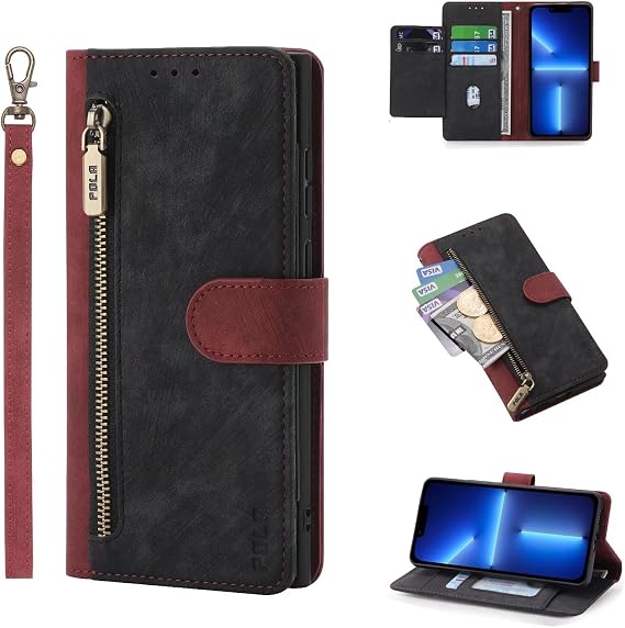 Compatible Tecno Pova 7 Pro Case, Notebook-type, Luxury PU Leather, Wallet Type Cover, Notebook Type Case, Stand Function, Card Pocket Storage Case, Stylish, Zipper Type, Coin Purse, Full