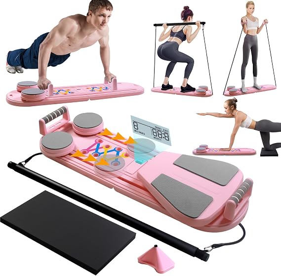 Pilates Reformer Machine for Home, Multifunctional Abdominal Board, Foldable Reformer Pilates Machine For Home Gym Equipment, Automatic Rebound Ab Roller For Women Men Fitness Equipment