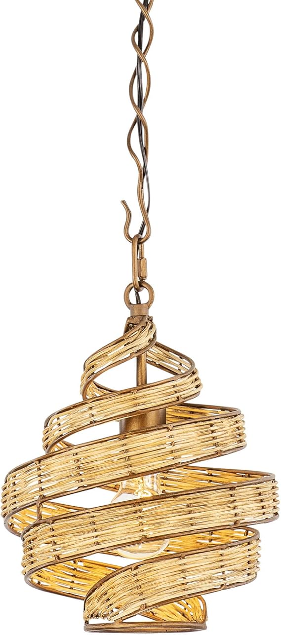 Varaluz Flow 1-Light Twist Mini Pendant - Baguette/Natural Rattan