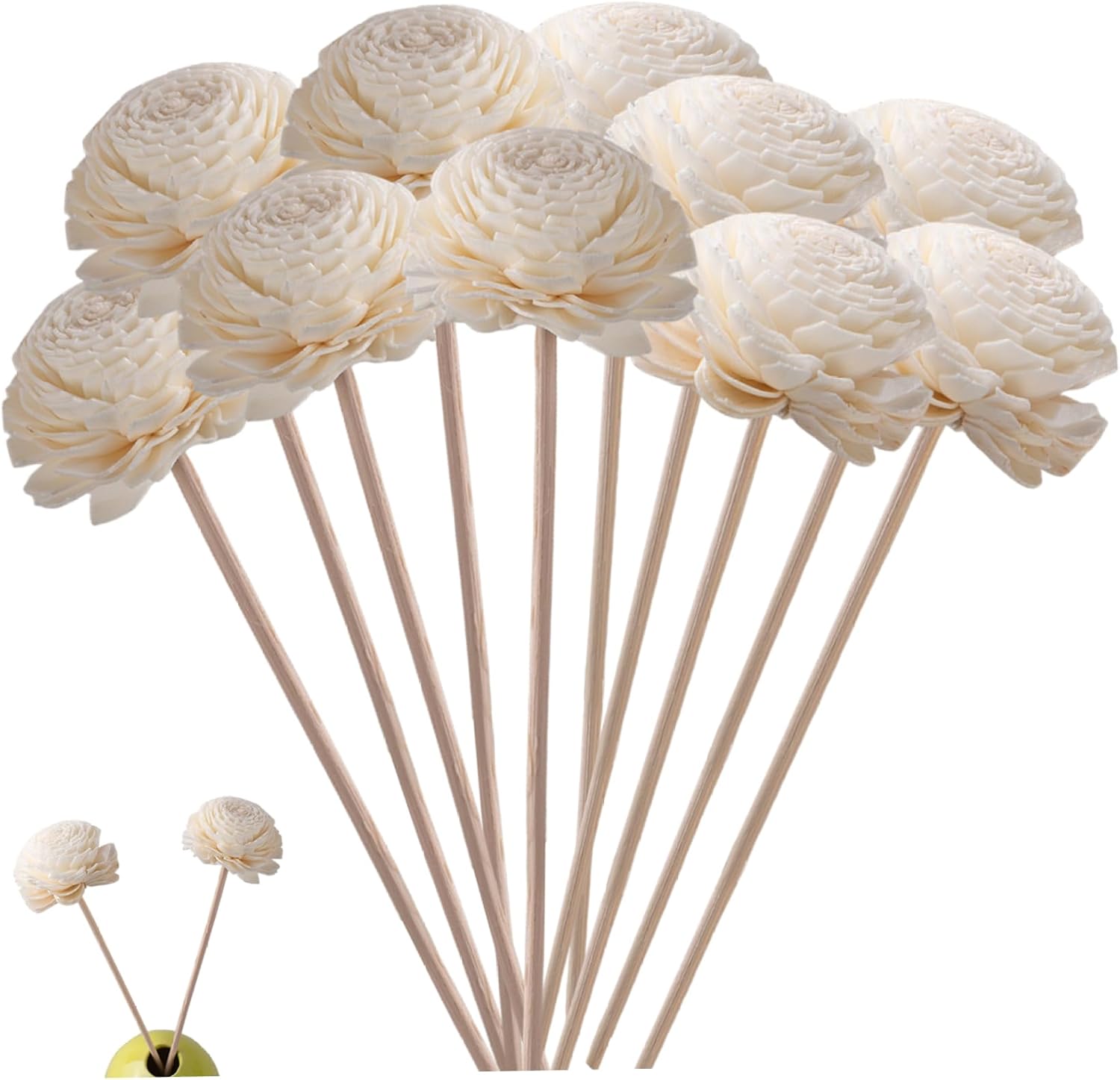 10PCS Diffuser Sticks 2 inch, Chrysanthemum Flower Diffuser Reeds Sticks Aroma Fragrance for Home Office Bathroom Decor