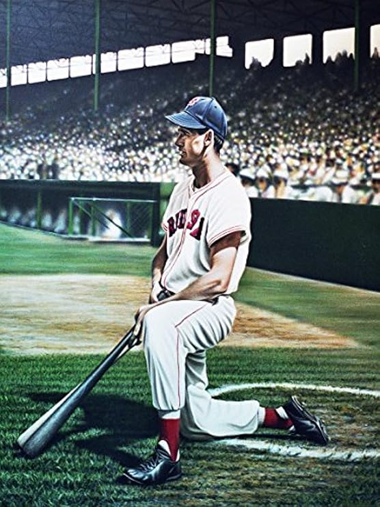 BUY ART FOR LESS Officially Licensed Ted Williams Boston Red Sox By Darryl Vlasak Wrapped Canvas Wall Art Decor - 18 x 24 Inch
