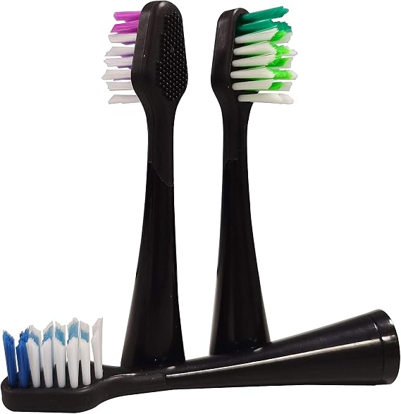 RBH-3 Replacement Brush Heads for Pursonic S400/s420/S430S450/S600s/625 Models,Black and Brush Heads for Waterpik Complete Care 5.0 & 9.0, 3-Pack, Black