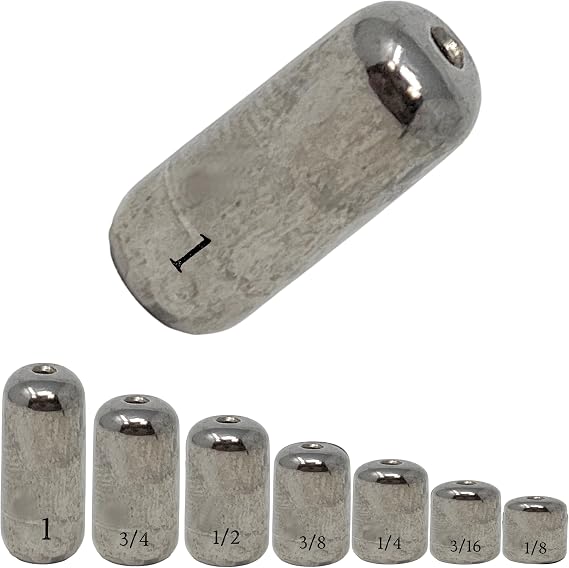 Reaction Tackle Tungsten Barrel Weights for Bass Fishing - Egg Shaped Carolina Rig Sinkers - Size Stamped Freshwater and Saltwater