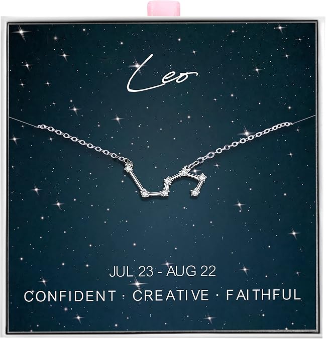 925 Sterling Silver Constellation Horoscope Zodiac Necklace, Gift for Women Girls
