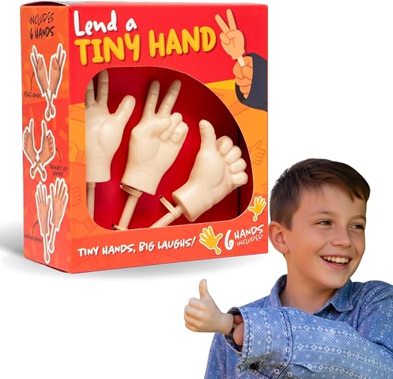 Boxer Gifts Tiny Hands on Sticks Prank - 3pk Little Peace, Silly Thumbs Up & Weird Wave - Gag Prank Gift for Adults