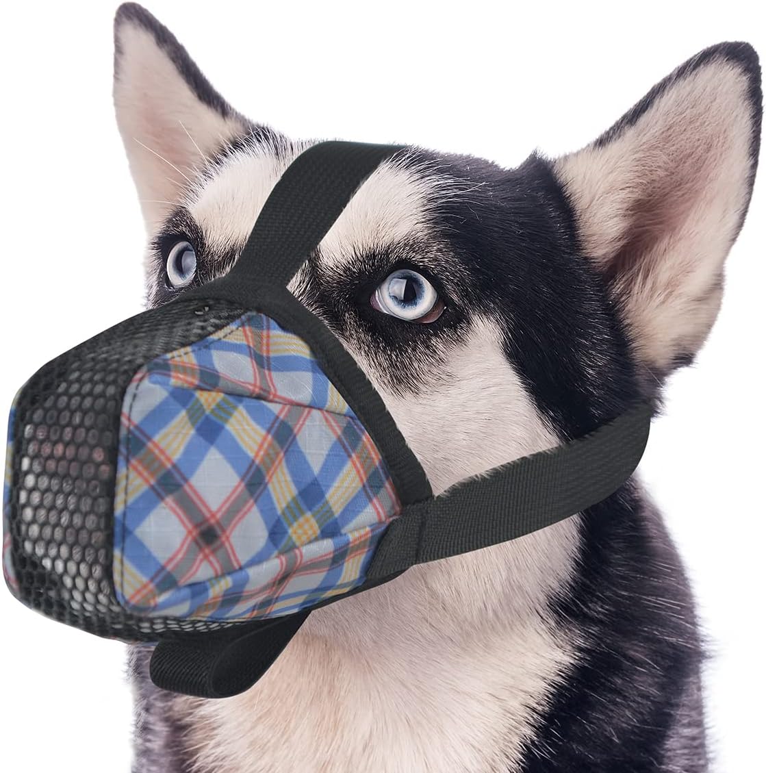 Dog Muzzle, Soft Dog Muzzle for Small Medium Large Size Dogs Mesh Printed Full Coverage Muzzle Health Guard Dog Muzzle Prevent Biting Chewing Licking Breathable Dog Mouth Cage for Large Breed Dog XS