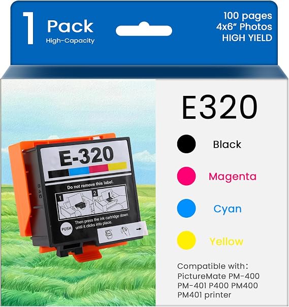 Remanufactured T320 Ink Cartridge - Compatible with Epson - for PM-400,PM 400 - T320 Series - 1 Pack (Black Cyan Magenta Yellow)
