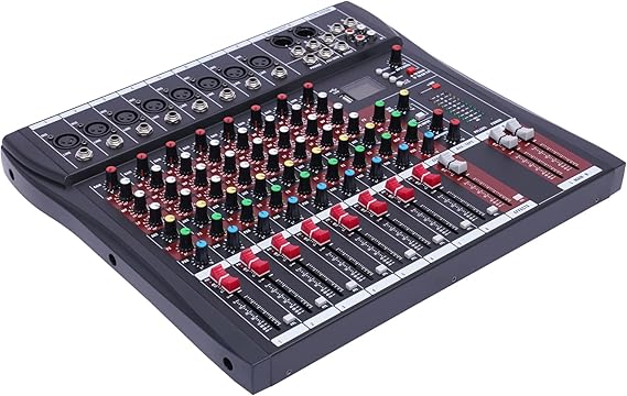 Audio Mixer 8 Channel Digital DJ Mixer Live Sound Mixer Portable Soundboard Audio Interface Mixing Desk for Live Streaming, Podcasting, Recording Studio, Black (8 Channels)