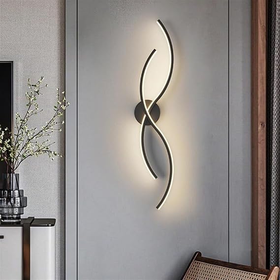 Long Strip Wall Sconces Matte Black LED Wall Lights Modern Linear Sconces Wall Lighting Home Decor Wall Mounted Lamp for Living Room Bedroom Bedsid Wall Scones (Size : 60 * 18CM)