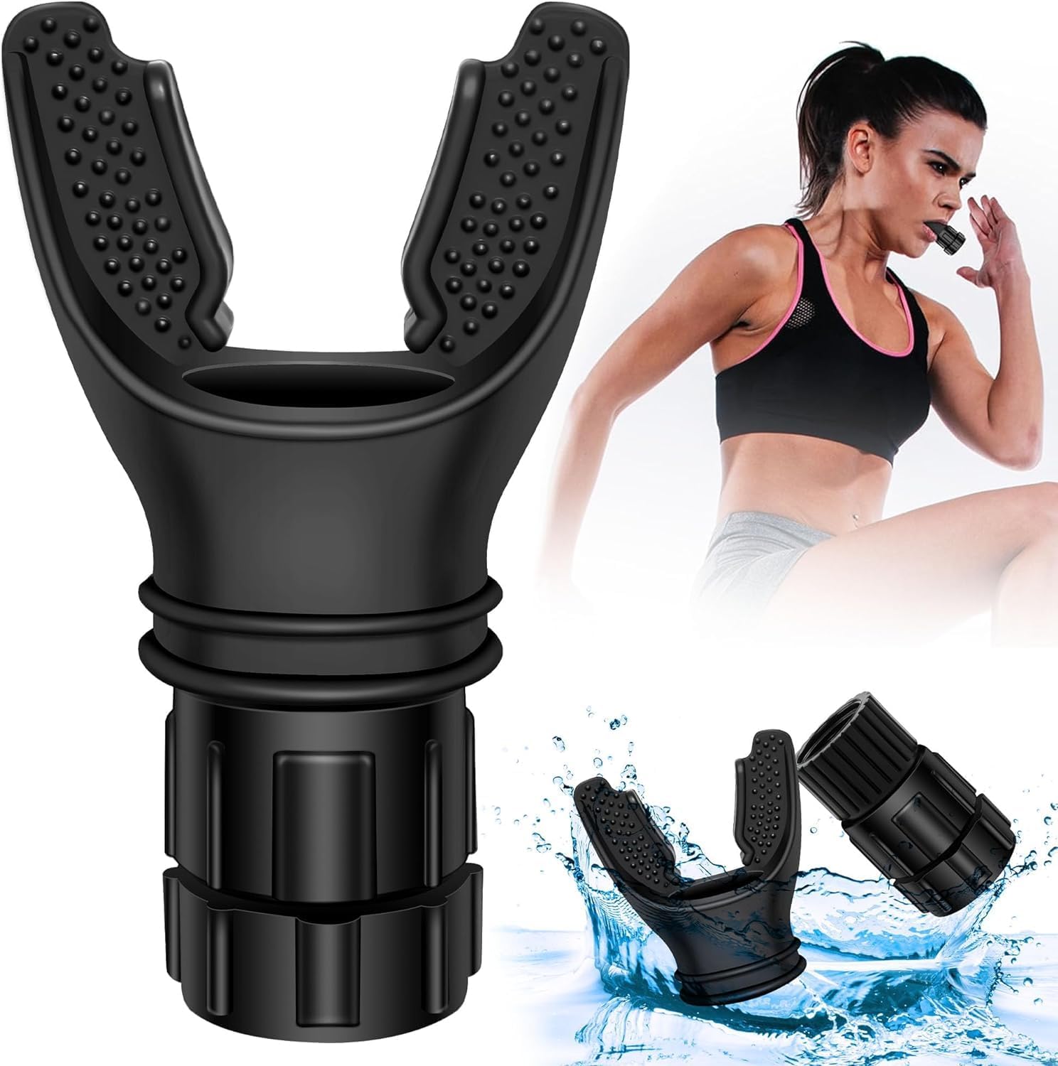Exerciser Trainer,Exerciser Device with Adjustable Resistance for Muscle Training to Improve Fitness & Strength,Spirometry LUN Exerciser (Black)