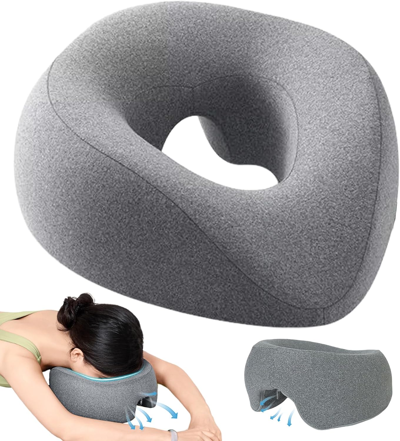 Massage Face Pillow with Face Hole, Ergonomic Memory Foam Face Cushion with Removable Washable Cover, Comfortable Massage Headrest for Spa, Salon & Home Use