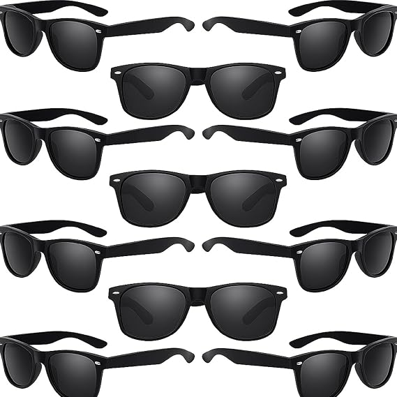 12 Pack Black Sunglasses Bulk Party Favors Retro Black Sunglasses For-Weddings Costume- Blues Brothers,Birthday Summer Beach Wedding Goody Bag Fillers Supplies Adults 80's Retro