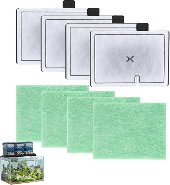 CF1 Fish Tank Filter Cartridges, Fish Tank Filter Cartridges Kit for Aquarium 4 Month Service Internal Replacement Cartridges for Interpet CF1 Filter (4 X Filter Cartridges, 4 X Algaway Pads) ﻿