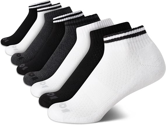 AND1 Boys Quarter Socks 8 Pack Cushioned Athletic Socks