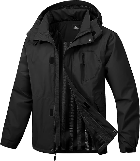 SWISSWELL Mens Rain Jackets Lightweight Waterproof Windbreaker Jackets Rain Coats with Hood for Golf Fishing Hiking