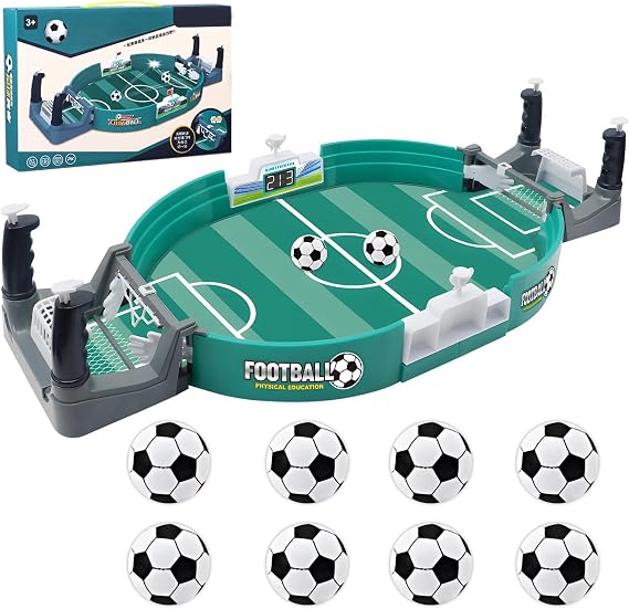 Balana Football Table Interactive Game, Mini Tabletop Soccer Pinball Games Set with 8 Balls, for Foosball Pinball Kids Adults Interactive Game Room Family Night, Green