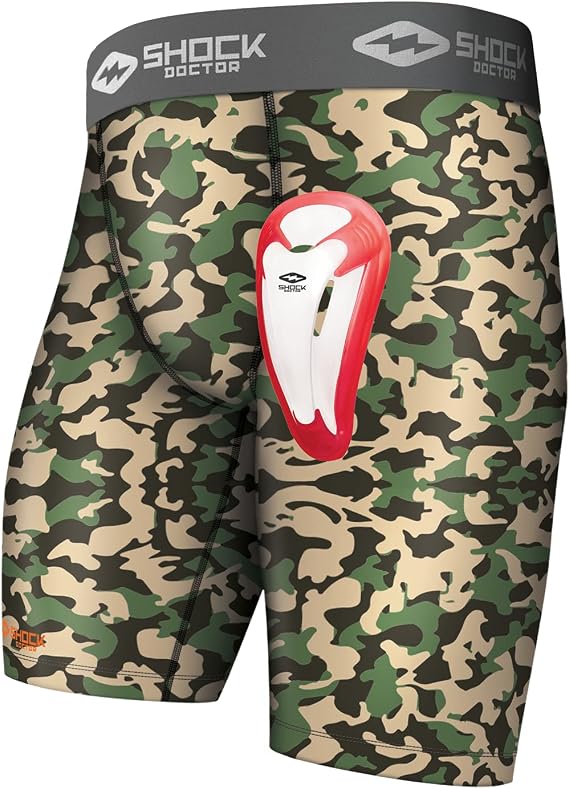 Shock Doctor Compression Shorts with Bio-Flex Athletic Cup, Moisture Wicking, Vented Protection, Youth Sizes