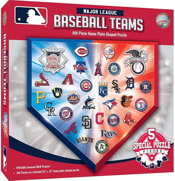 MasterPieces MLB1010: MLB Team Logos 500pc Homeplate Shaped Puzzle