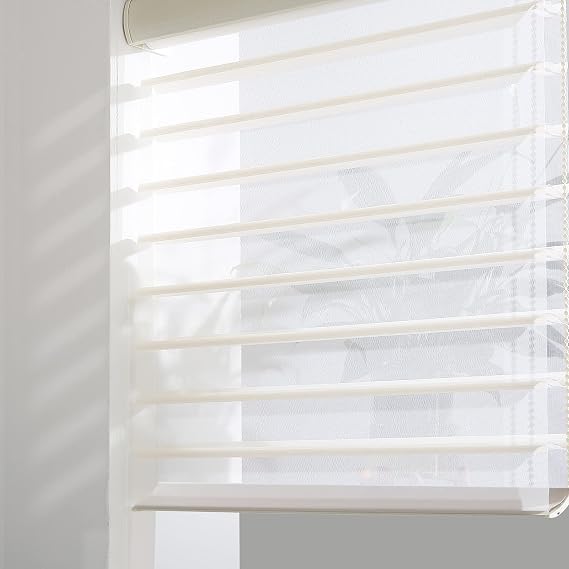 Tonature Custom Cut to Size Blackout Roller Shades Shangri-La Window Shades Triple Fabric Sheer Shades Window Roller Blinds Light Control for Day and Night Bedroom Beige XG6012-2