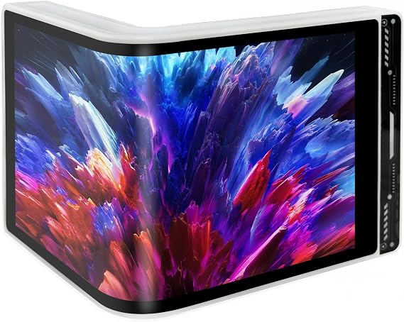 wisecoco Portable Water Cooling Curved Screen Monitor 6.5 inch 2K 25601440 IPS with Magnic Stand External Computer Laptop OLED Monitor for PC Laptop Desktop (White)