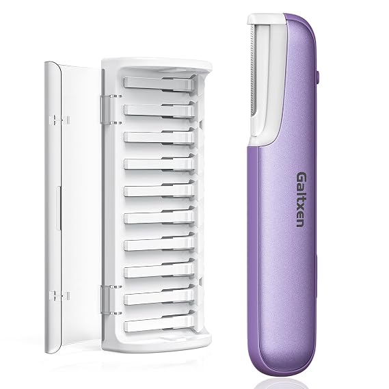Dermaplaning Tool for Women - Facial Exfoliation & Peach Fuzz Hair Removal with Rechargeable Sonic Edge Technology, 10 Refill Blades