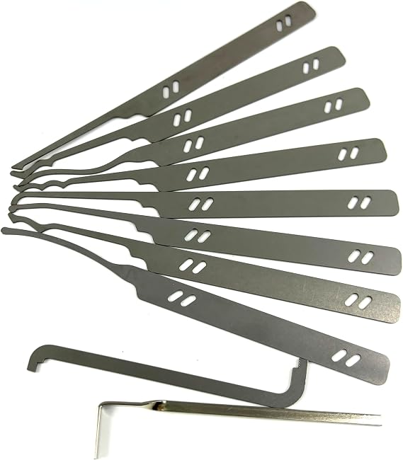 QiDAi 8 Pcs Lock Pick Tool with 2 Spanners Pocket Multitool Lock Picking Tool Set for Lockpick and Beginners