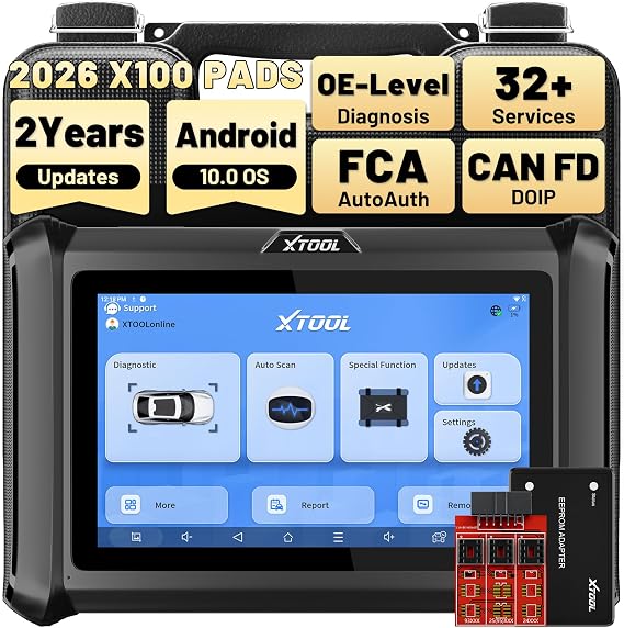 XTOOL AI-Assisted OBD2 Scanner Diagnostic Tool X100 Pads, Upgrade of X100 PAD, All Systems Scan Tool with 32+ Resets, Car Scanner with FCA AutoAuth, CKP Relearn, CANFD/DoIP, for Home Mechanic & DIYer