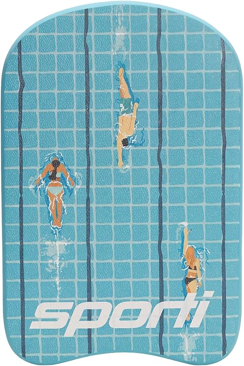 Sporti Unisex-Adult Swim Kickboard, EVA Foam Training Board, Swimming Aid | 17.5 X 11.6 X 1.3 In, Kicking Drills, Rounded Grip Edges, Contoured Bottom, Kick Practice, For Men & Women, Water Board